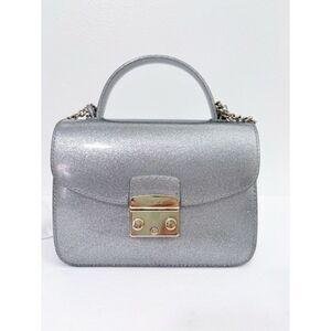 Furla Silver Metallic Jelly Crossbody Bag
